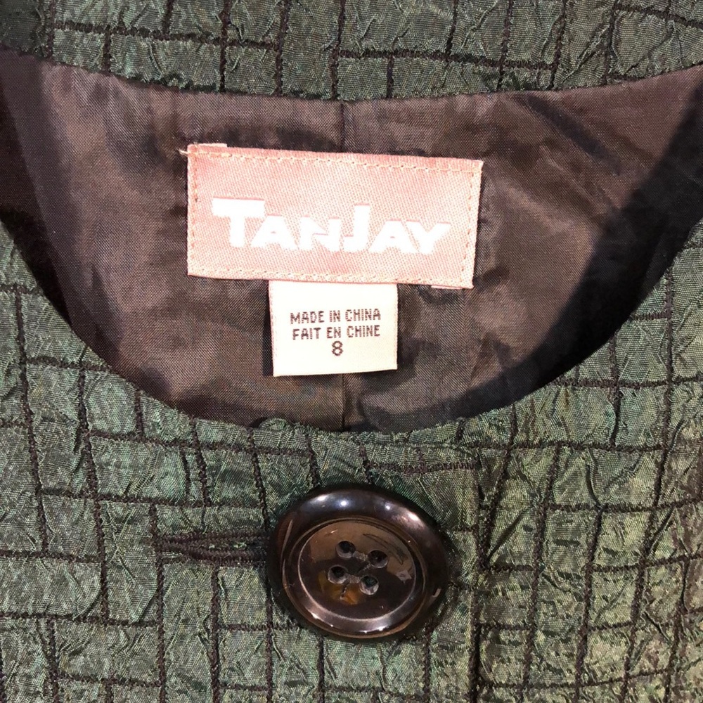 Tanjay Collarless Lined Poly Blend Jacket Pockets - image 2